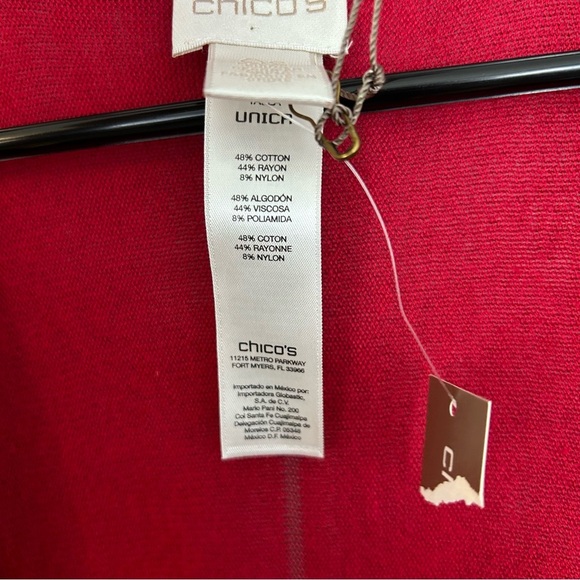 NWT Chico's Red Shadow Stripe Ruana Shawl/Covering Long Cardigan Sweater O/S - Picture 11 of 13